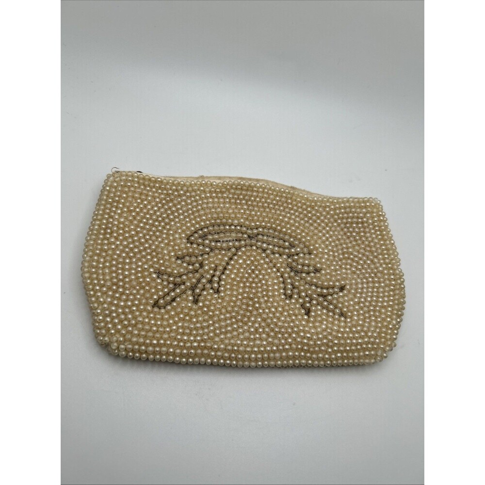 Vintage Clutch Beaded Purse Elegant Handbag Heirloom Bag Pouch Zipper Flapper